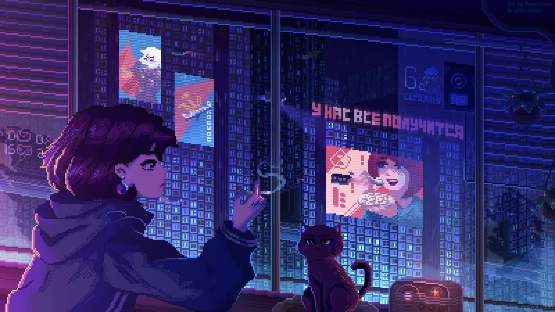 Fille pixel cyberpunk